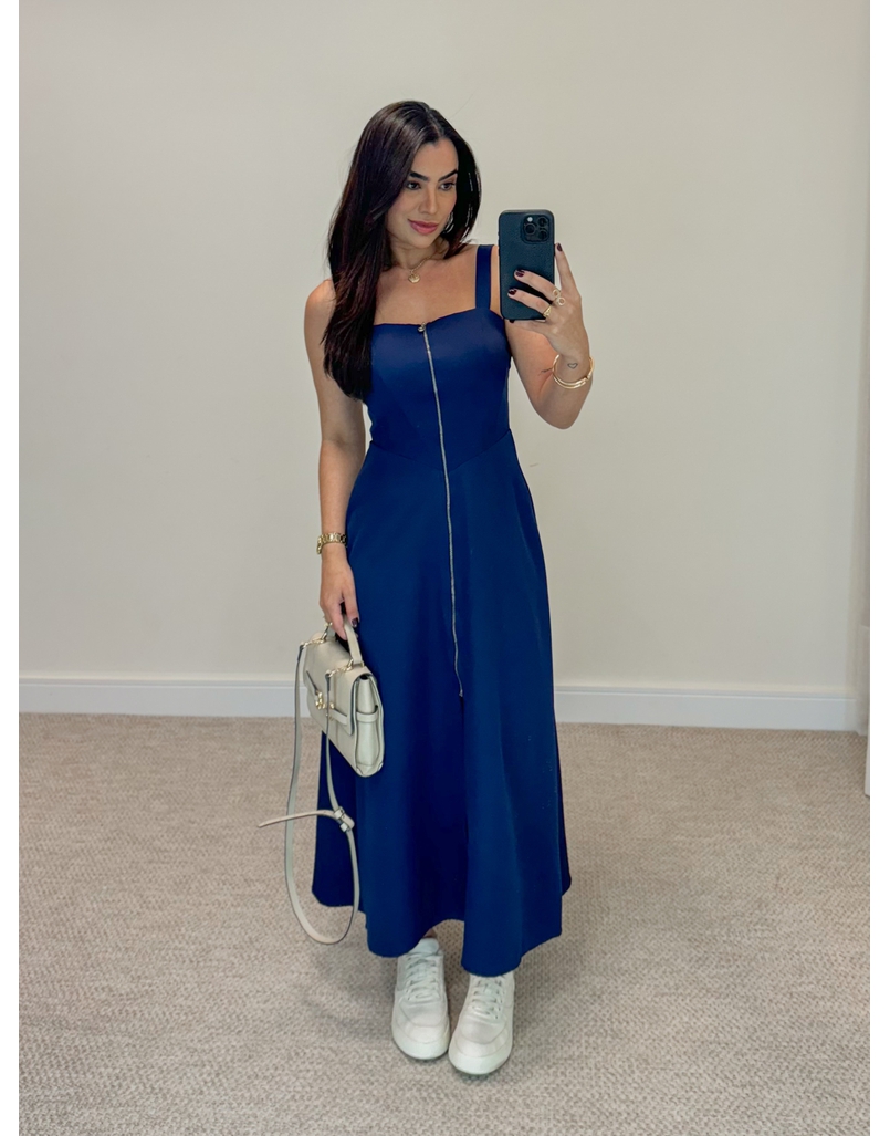 Vestido Midi Ziper Marinho 