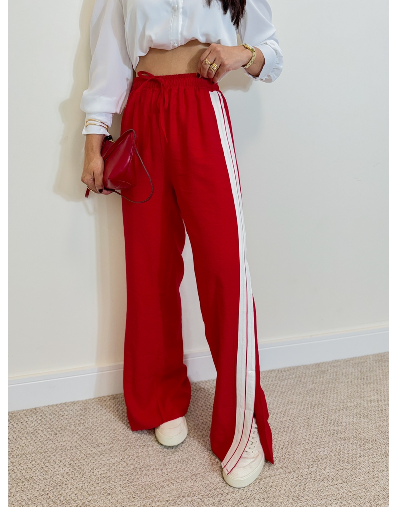 Calça Pantalona Listra Líbano Vermelha