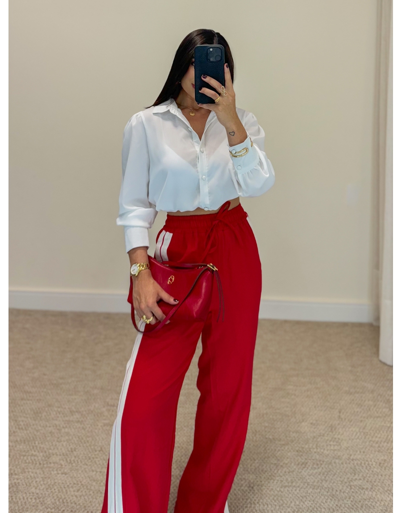 Calça Pantalona Listra Líbano Vermelha