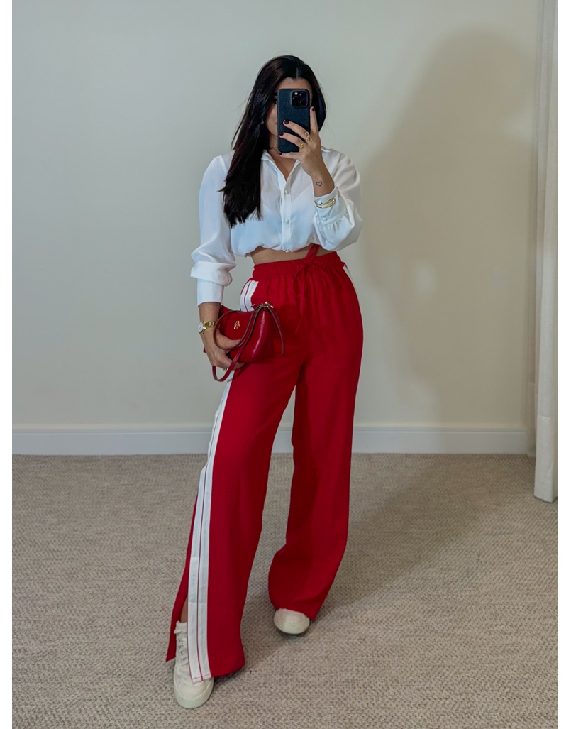 Calça Pantalona Listra Líbano Vermelha