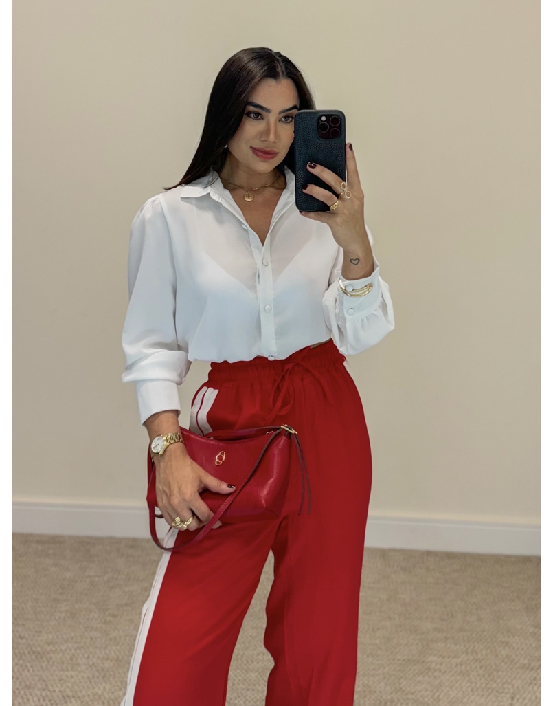 Calça Pantalona Listra Líbano Vermelha