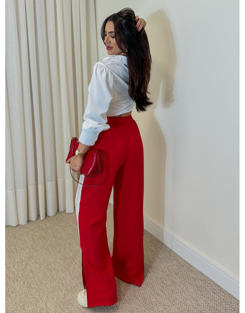 Calça Pantalona Listra Líbano Vermelha