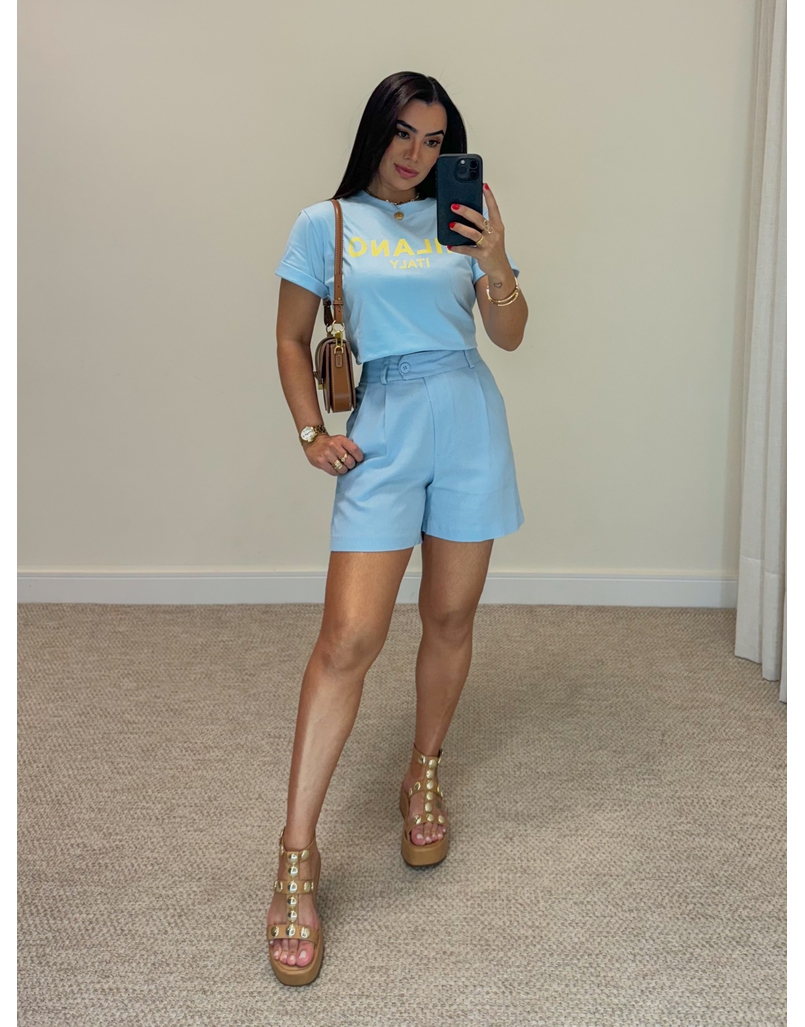 Short Linho Jéssica Azul 