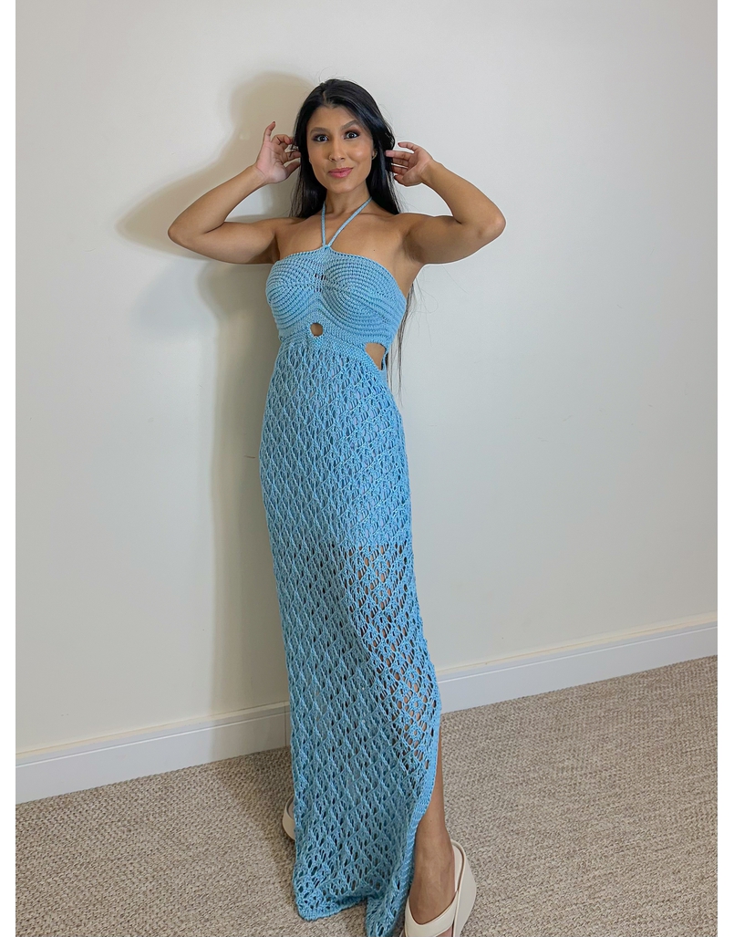 Vestido Tricot Sereia Azul