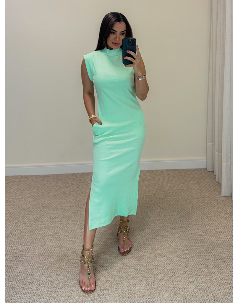 Vestido Canelado Muscle Tee Verde