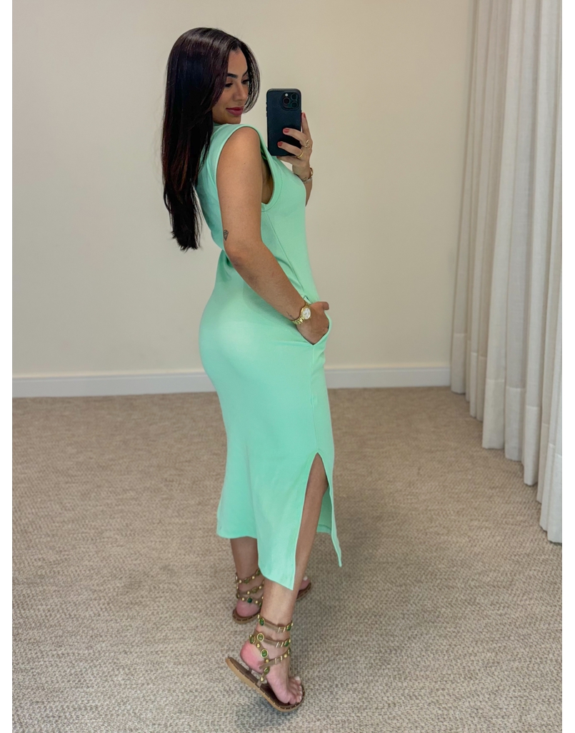 Vestido Canelado Muscle Tee Verde