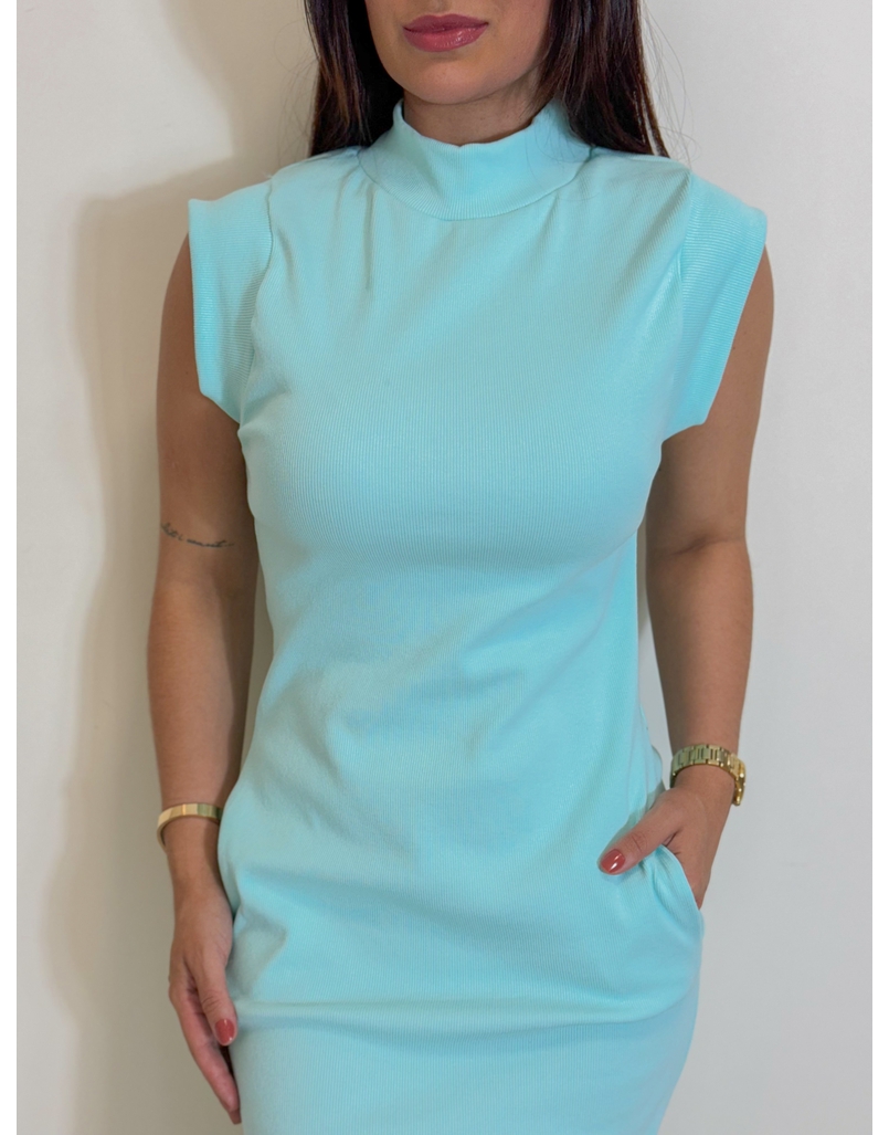 Vestido Canelado Muscle Tee Turquesa