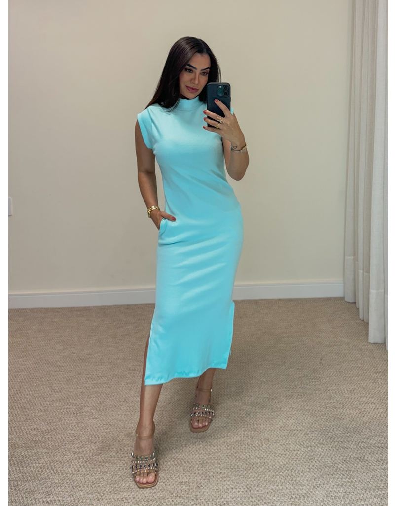 Vestido Canelado Muscle Tee Turquesa