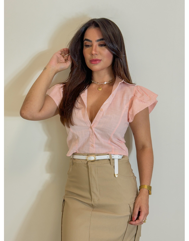 Cropped Camisa Maia Rosa