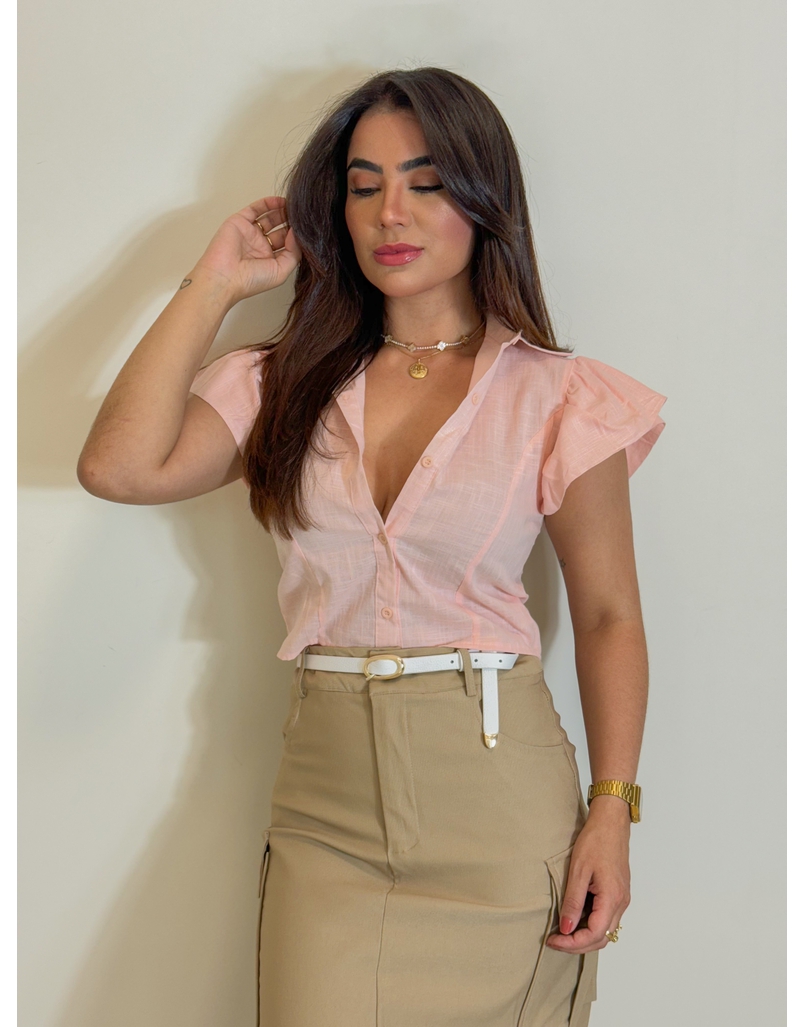 Cropped Camisa Maia Rosa