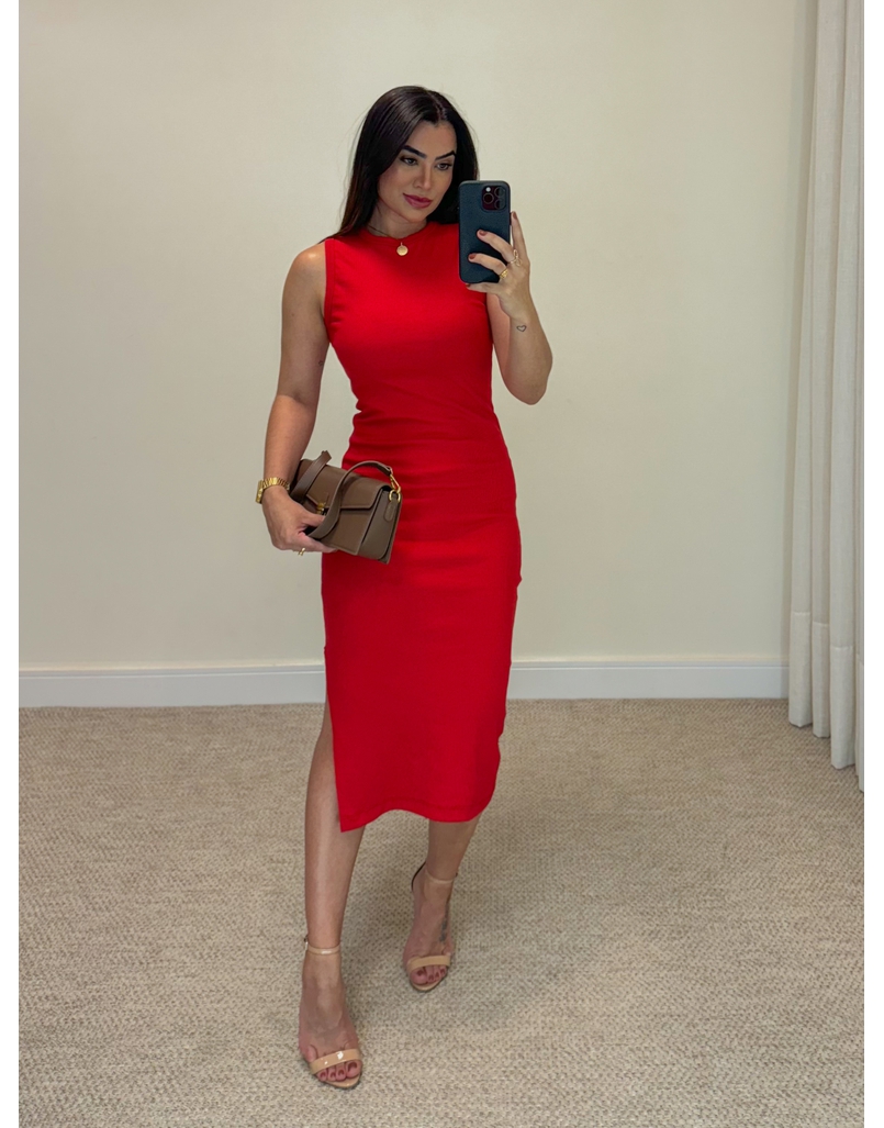 Vestido Canelado Kiara Vermelho