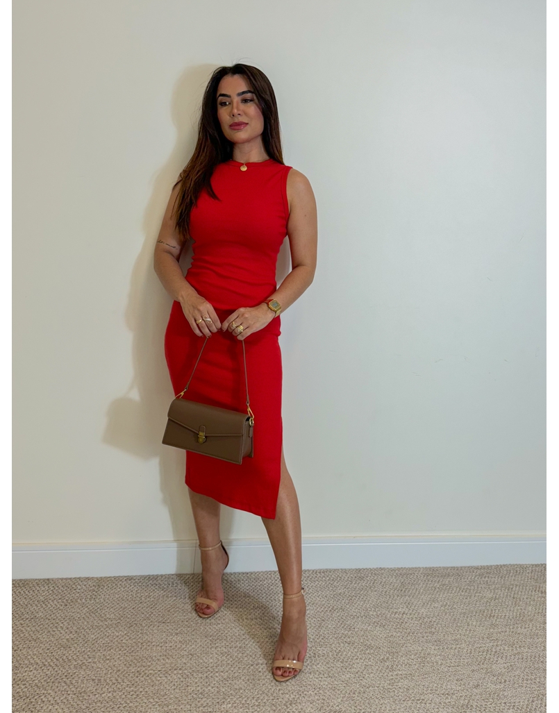 Vestido Canelado Kiara Vermelho