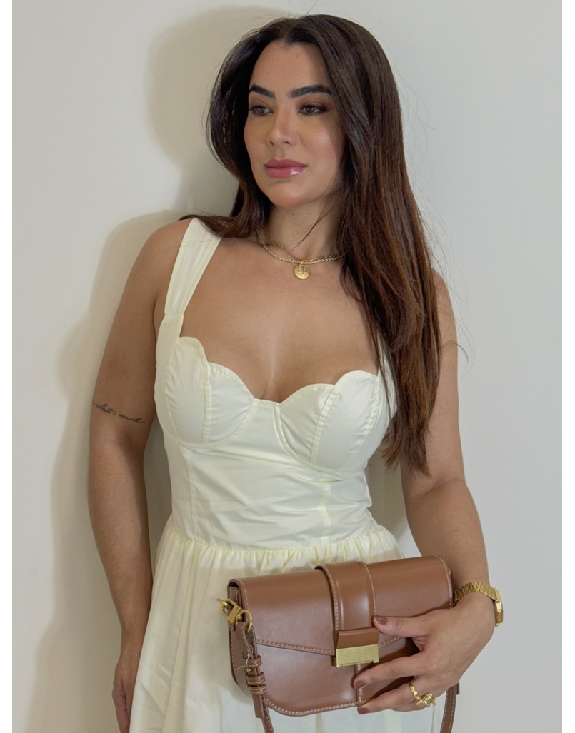 Vestido Meia Taça Florença Manteiga