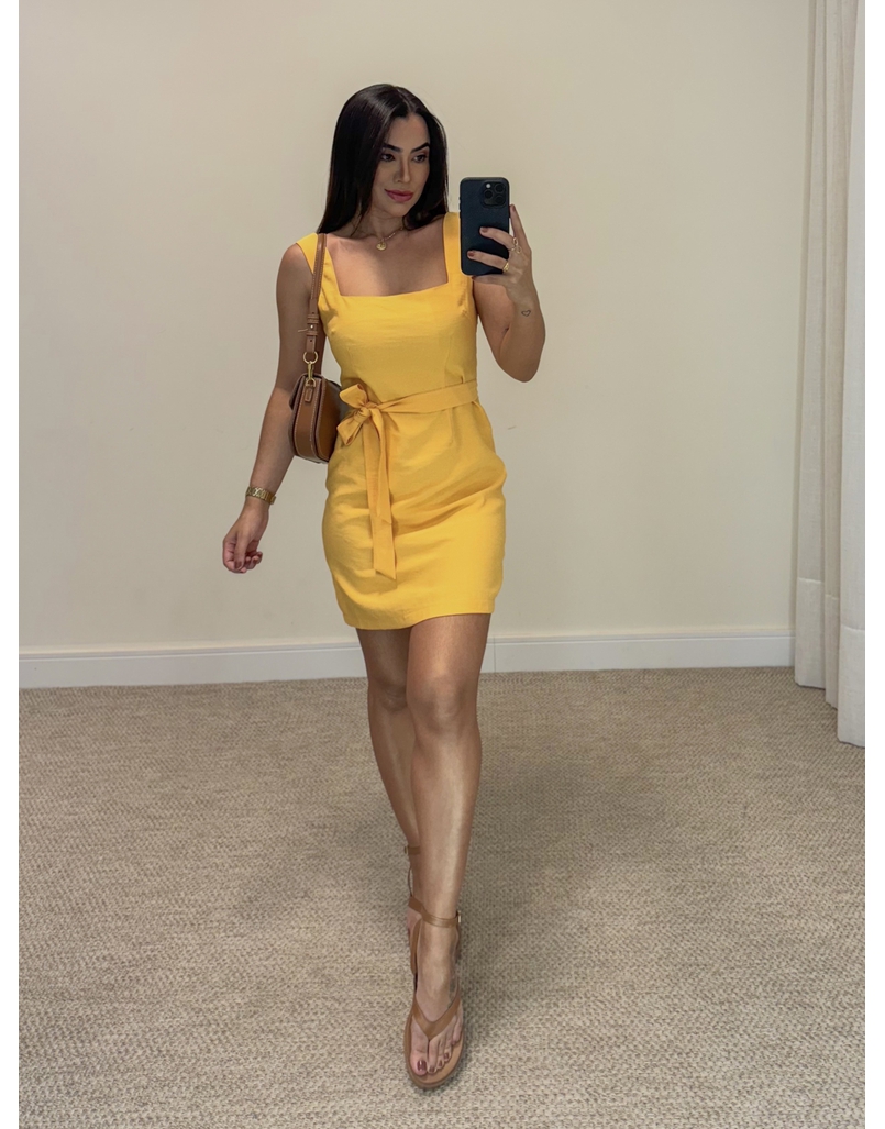 Vestido Alça Camile Mostarda