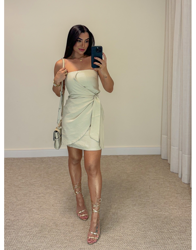 Vestido Amarração Rebeca Areia