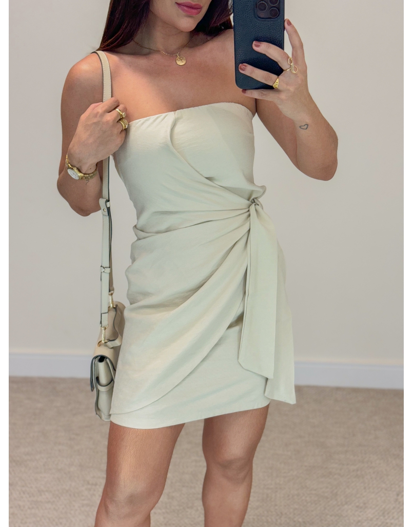 Vestido Amarração Rebeca Areia