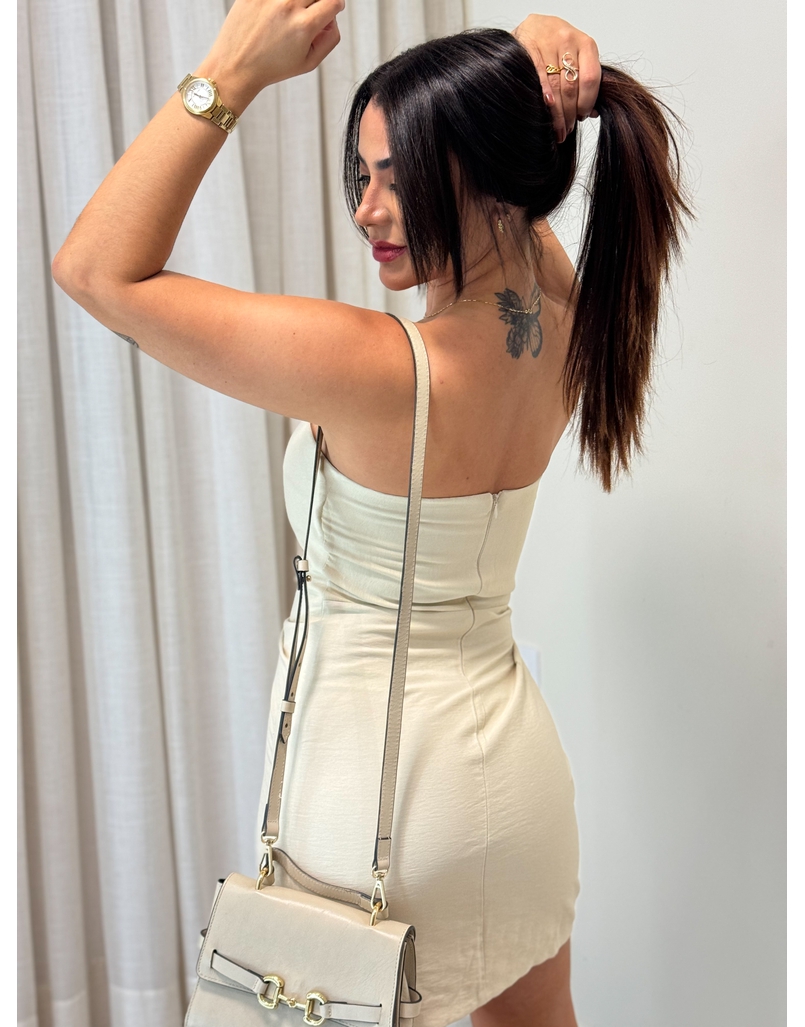 Vestido Amarração Rebeca Areia