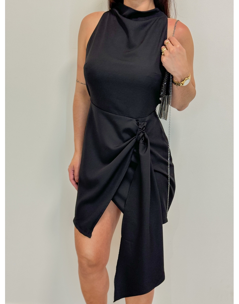 Vestido Gola Alta Nó Preto 