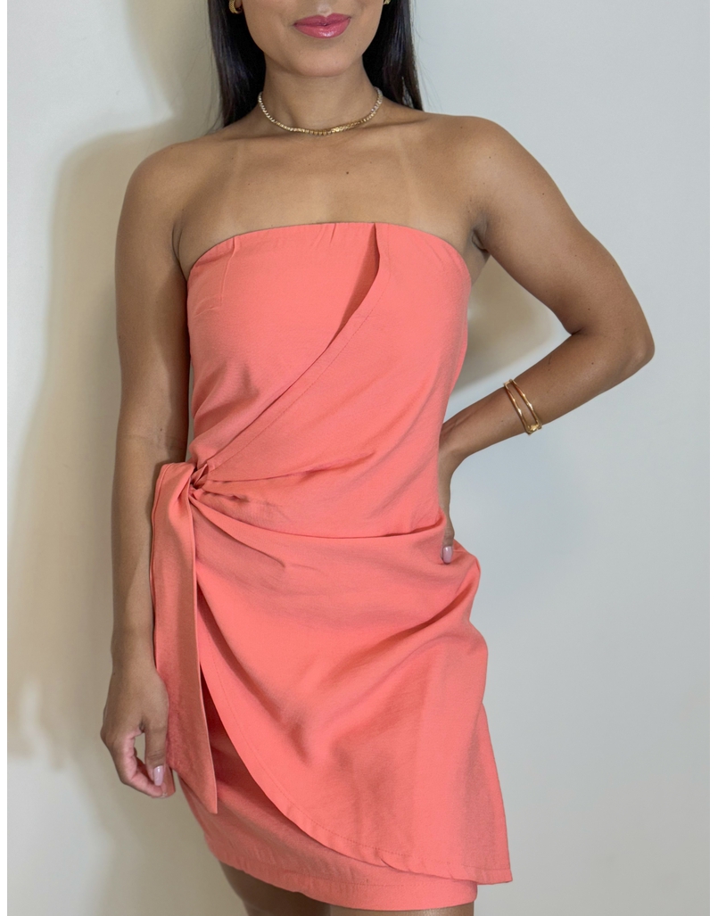 Vestido Amarração Rebeca Salmão