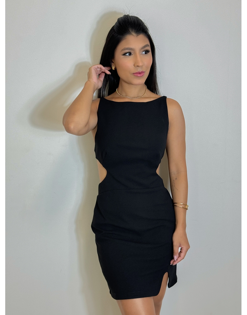 Vestido Abertura Lateral Maju Preto