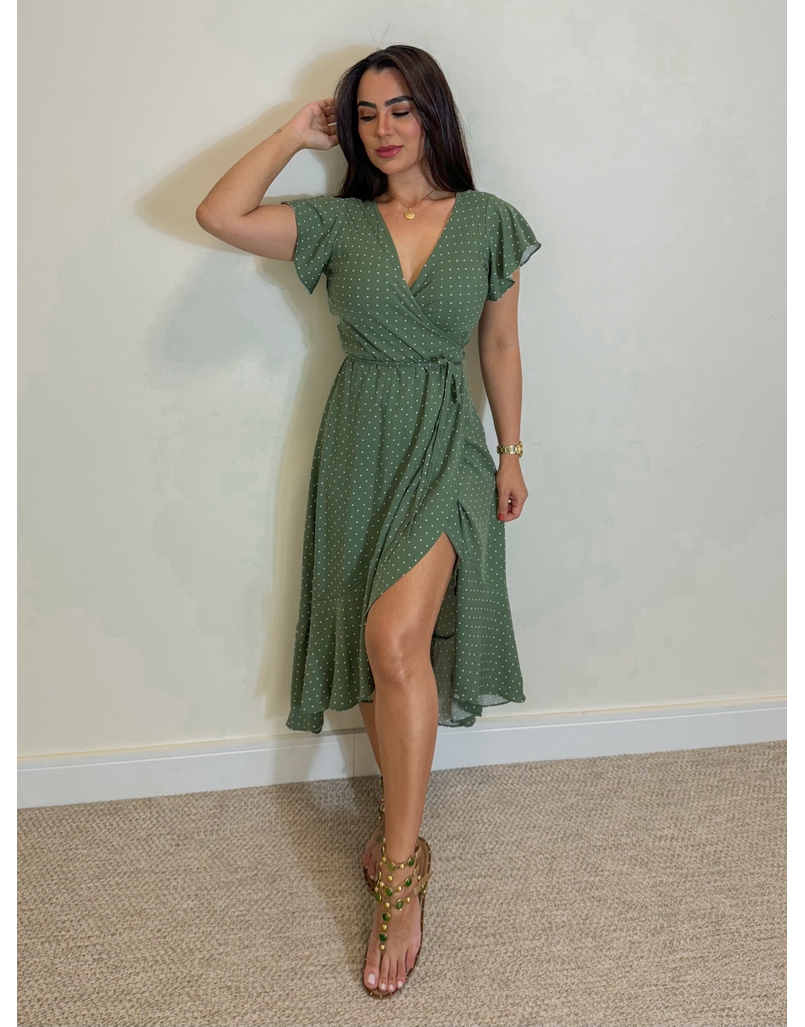 Vestido Envelope Verde Oliva