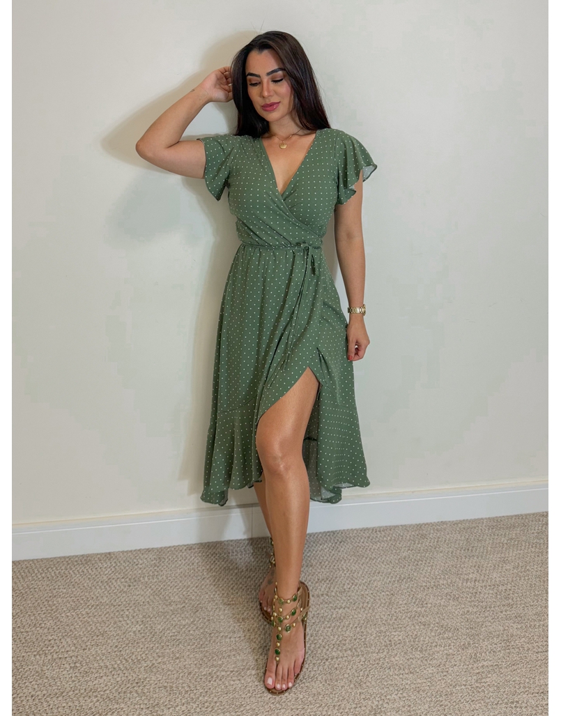 Vestido Envelope Verde Oliva