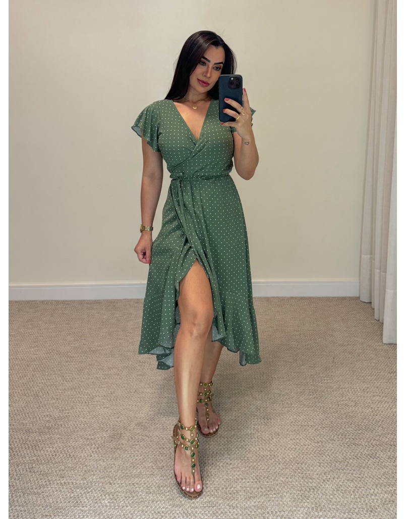 Vestido Envelope Verde Oliva