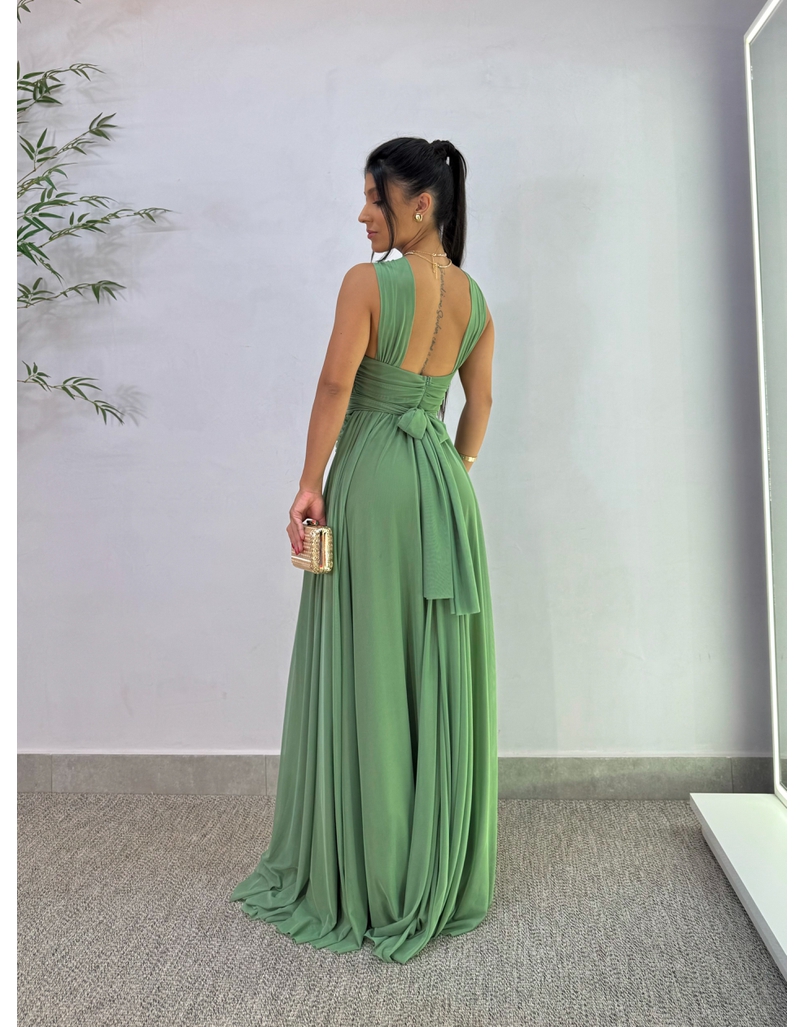 Vestido Festa Tule Oliva