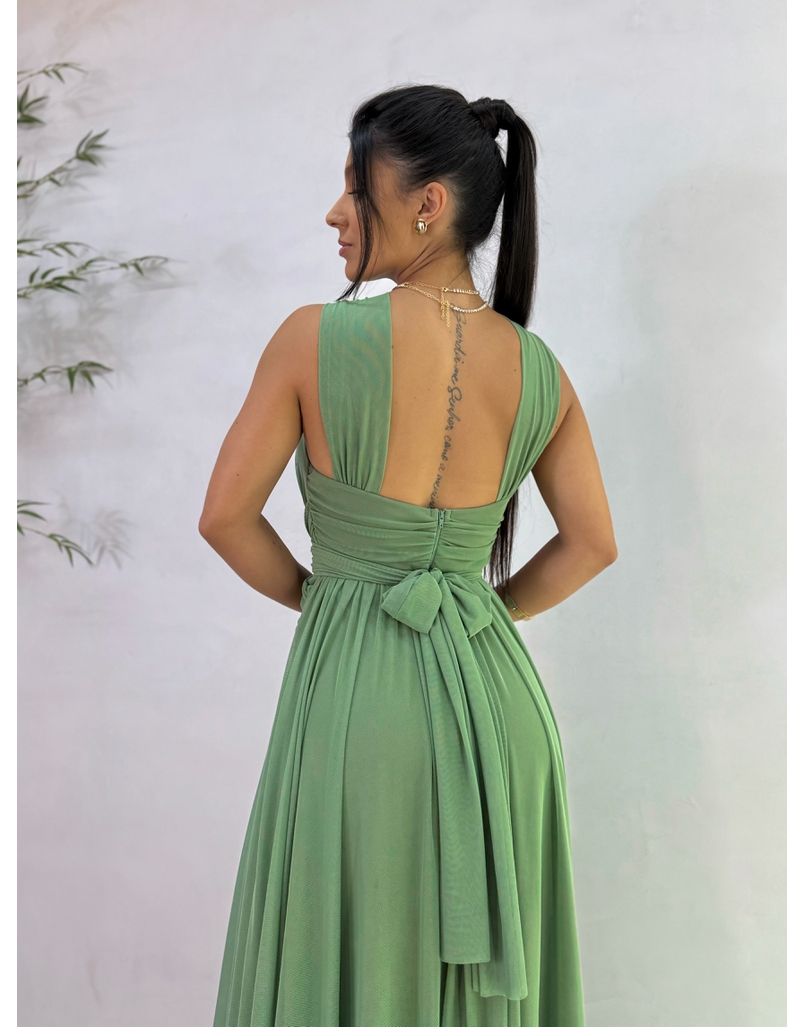 Vestido Festa Tule Oliva