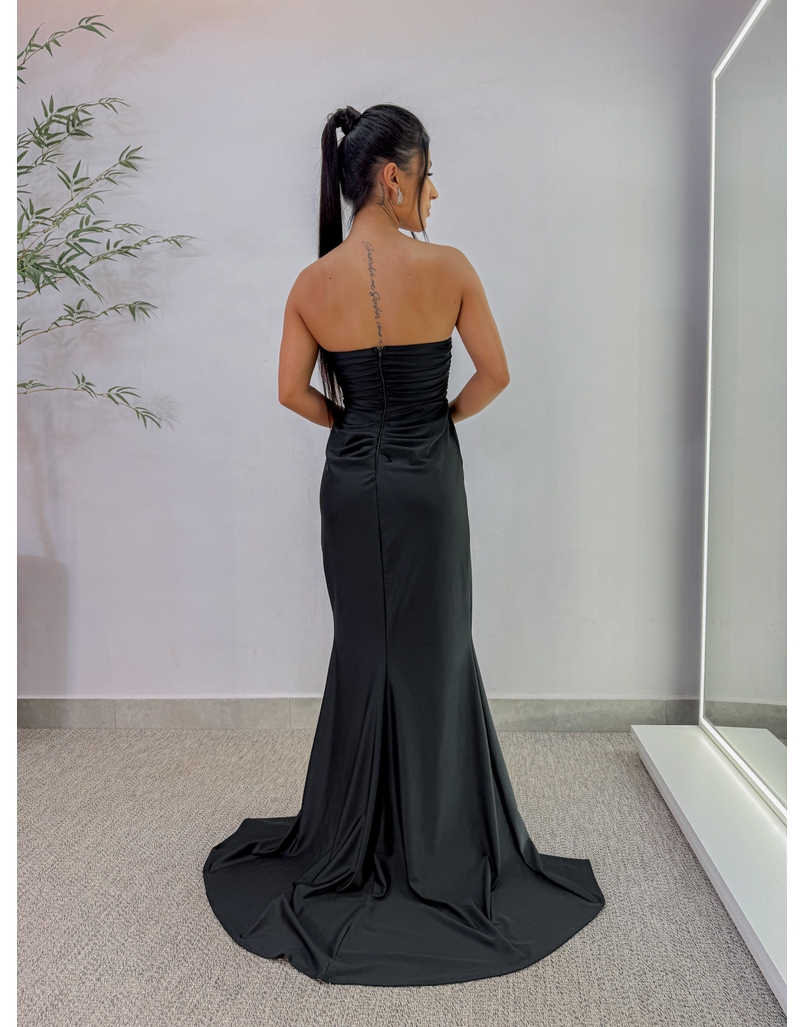 Vestido Festa Strass Preto