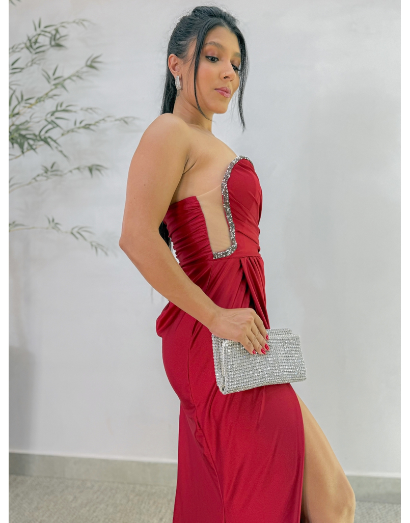 Vestido Festa Strass Cherry