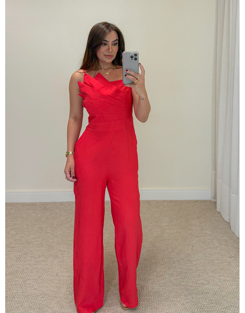 Macacão Assimétrico Janaína Vermelho