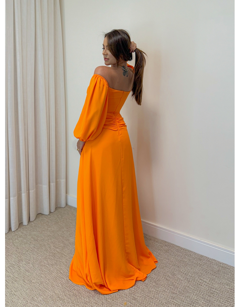Vestido Longo Festa Laranja