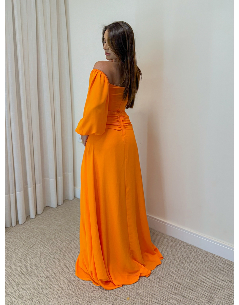 Vestido Longo Festa Laranja