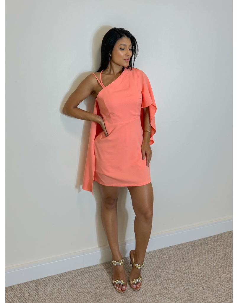 Vestido Pregas Aurora Coral