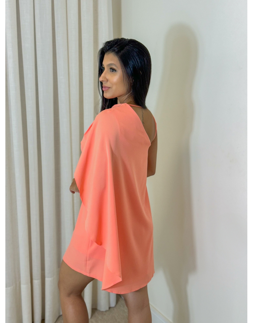 Vestido Pregas Aurora Coral