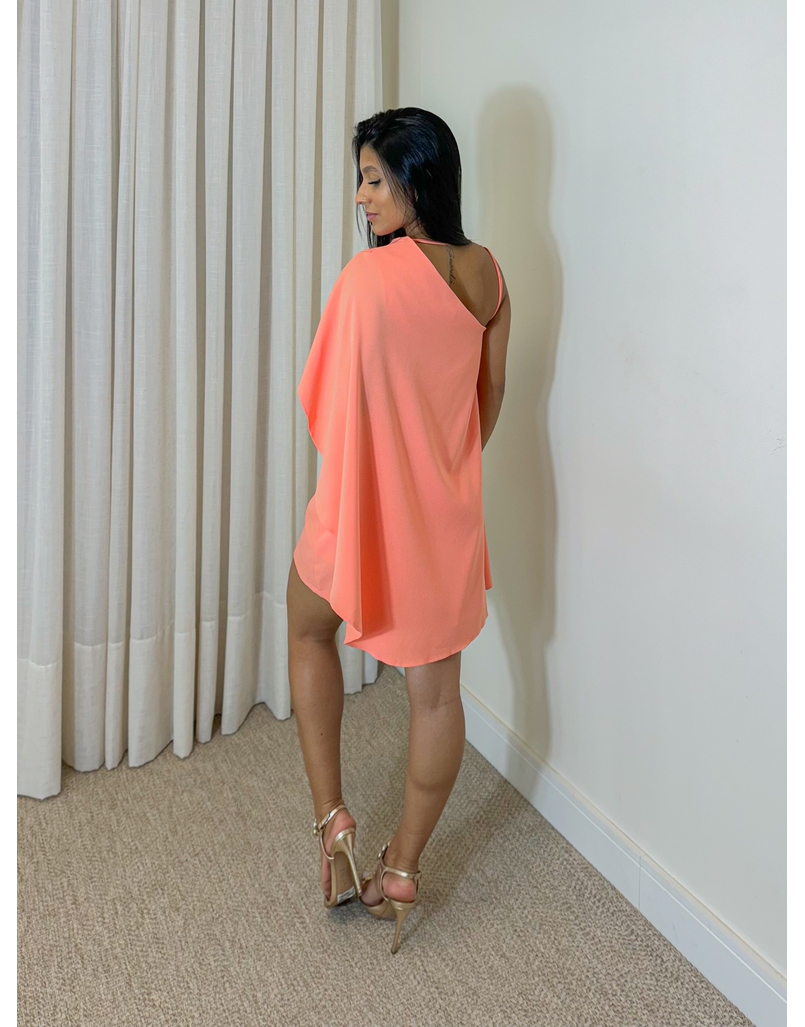Vestido Pregas Aurora Coral