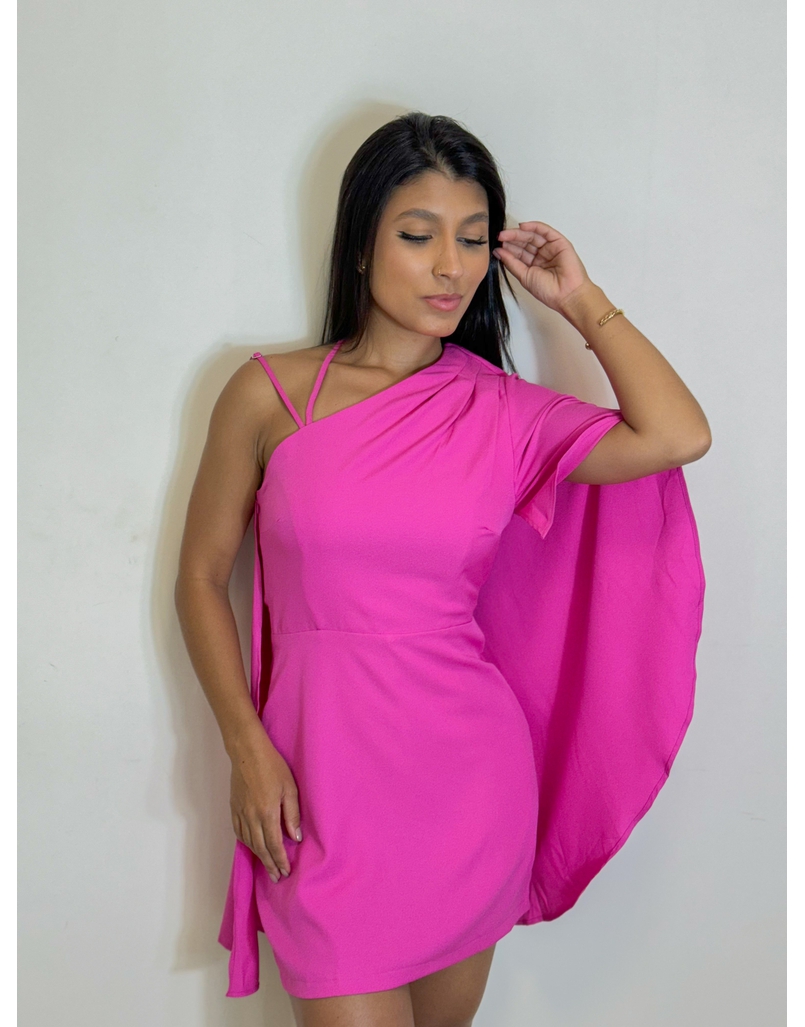 Vestido Pregas Aurora Rosa