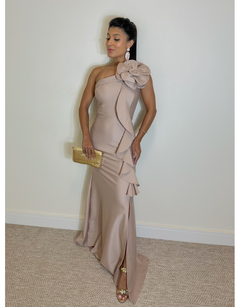 Vestido Festa Flor Nude