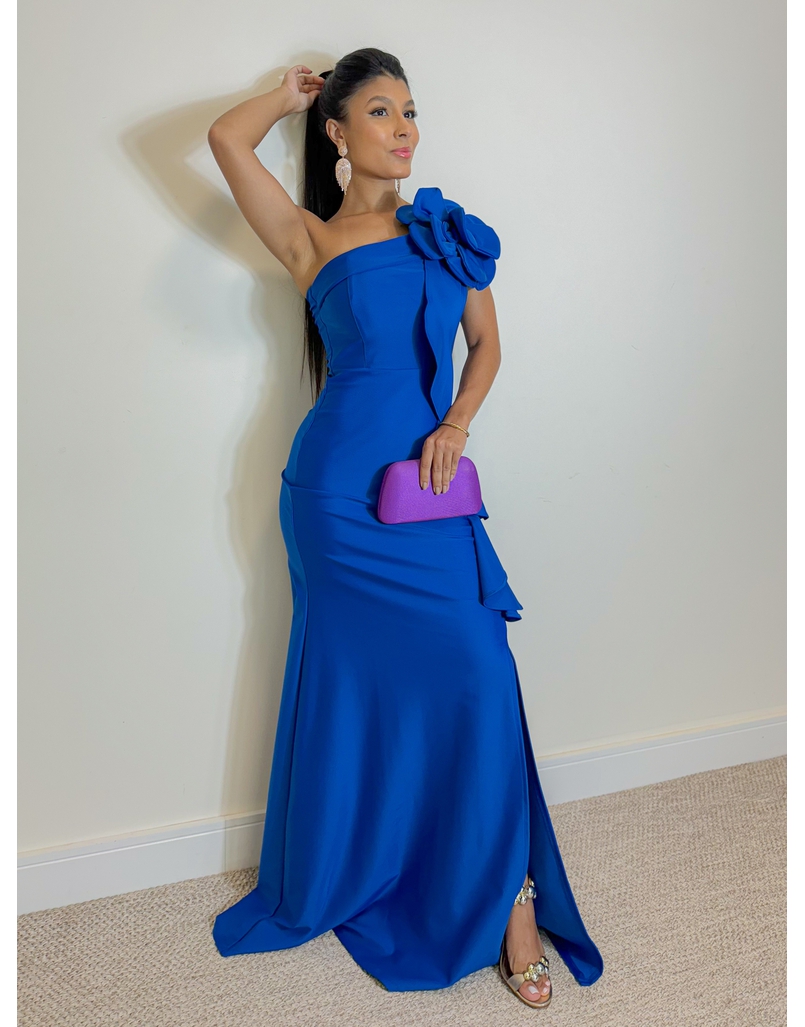 Vestido Festa Flor Azul