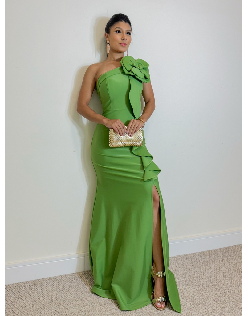 Vestido Festa Flor Verde