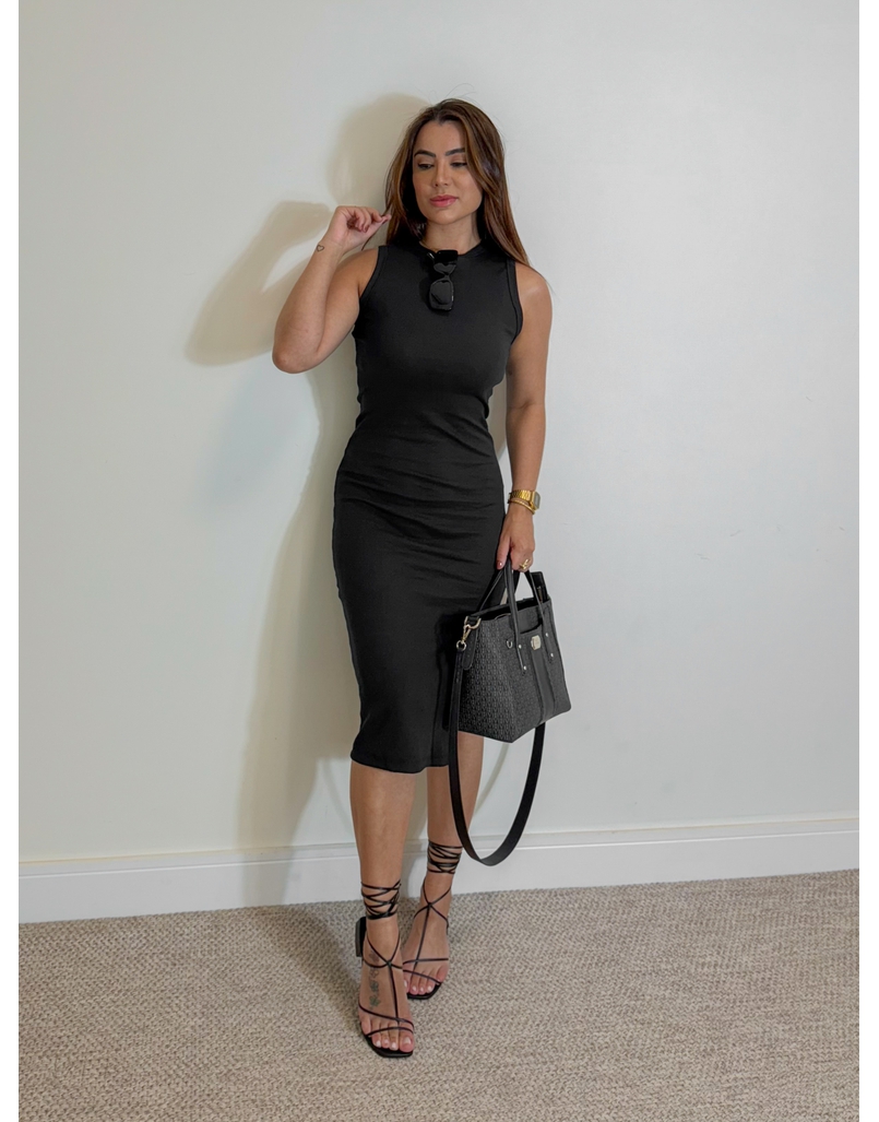 Vestido Canelado Kiara Preto