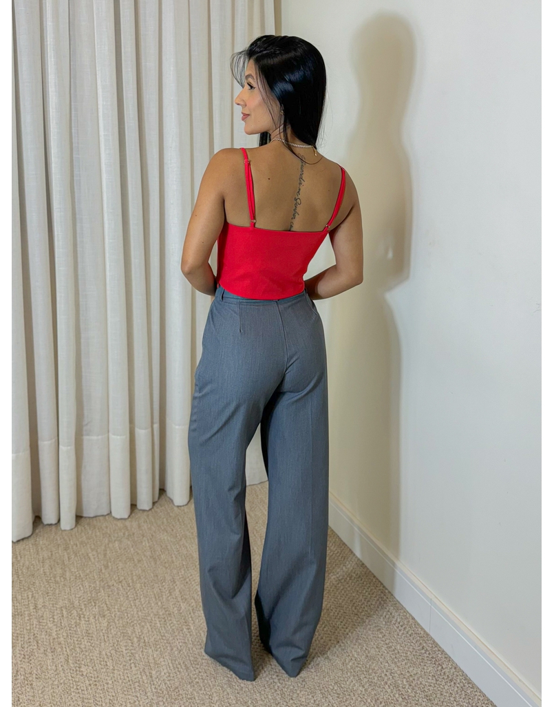 Calça Reta Premium Cinza