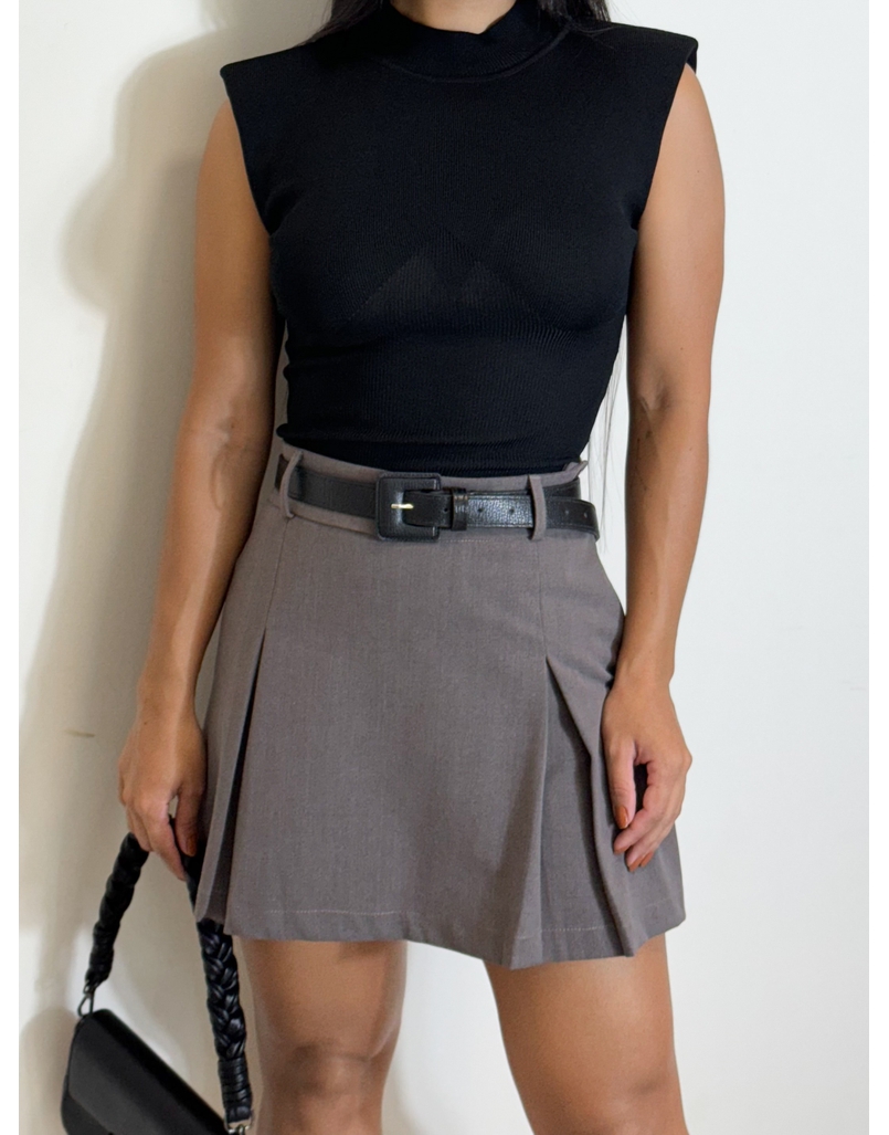 Short Saia Linho Chumbo 