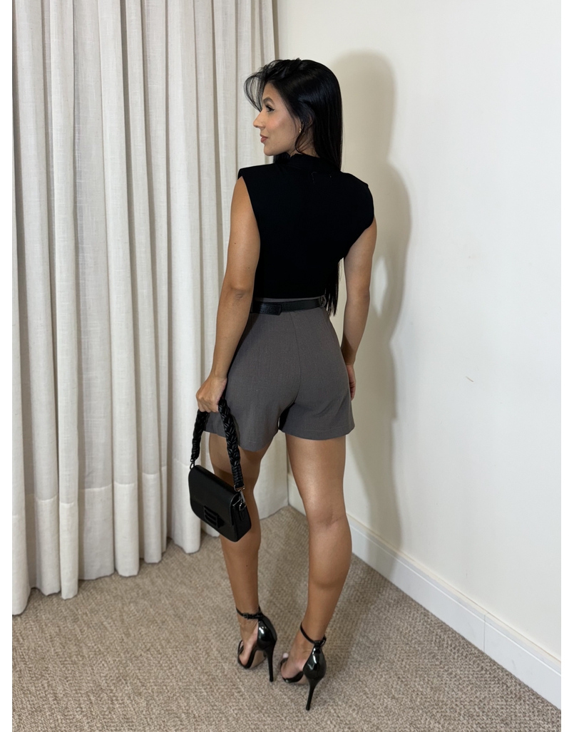Short Saia Linho Chumbo 