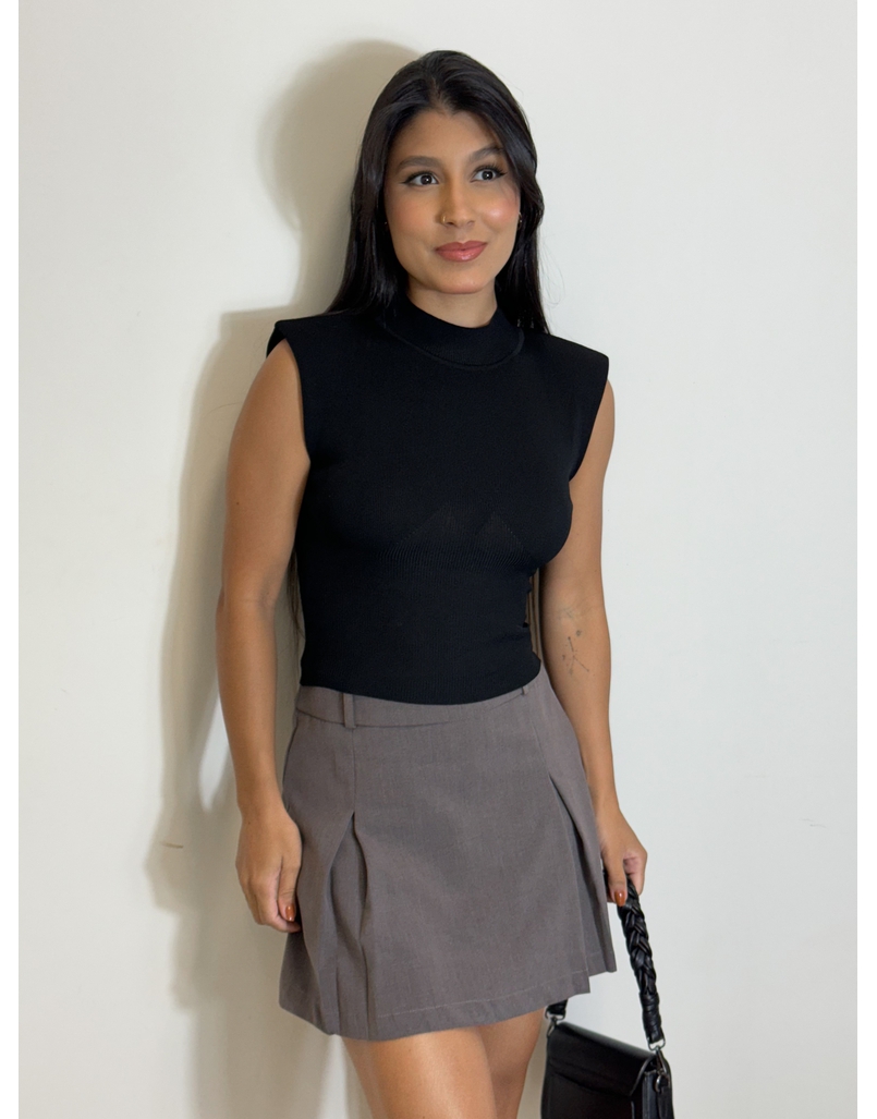 Short Saia Linho Chumbo 