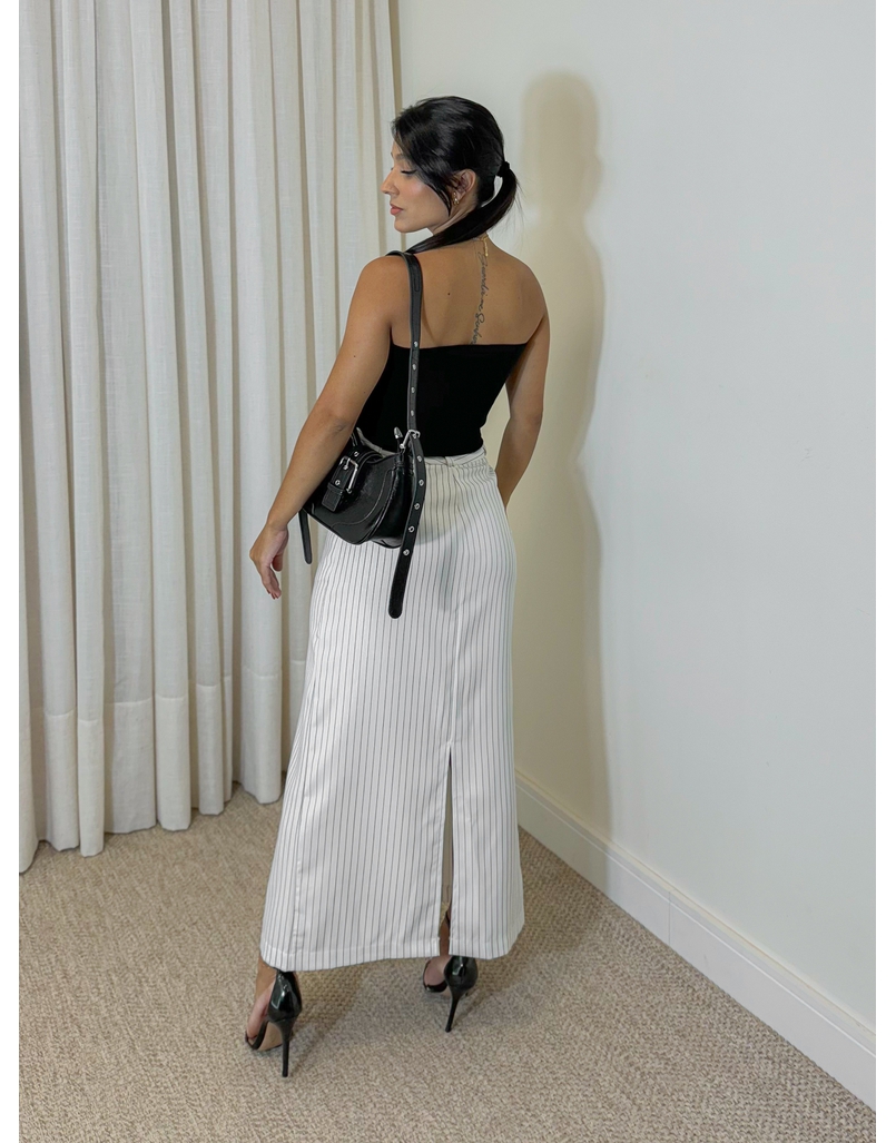 Saia Midi Listrada Brenda Branca