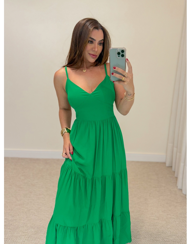 Vestido Midi Atenas Verde Bandeira