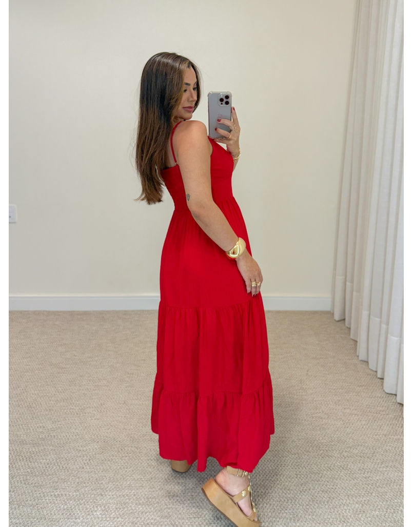 Vestido Midi Atenas Vermelho