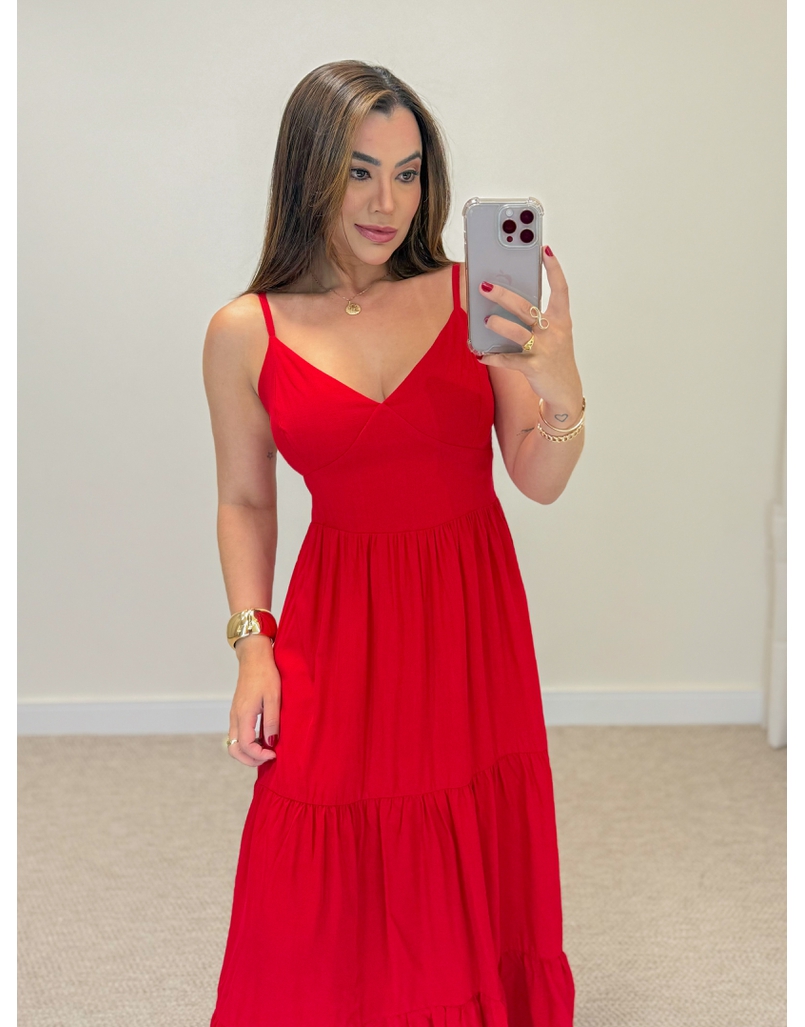 Vestido Midi Atenas Vermelho